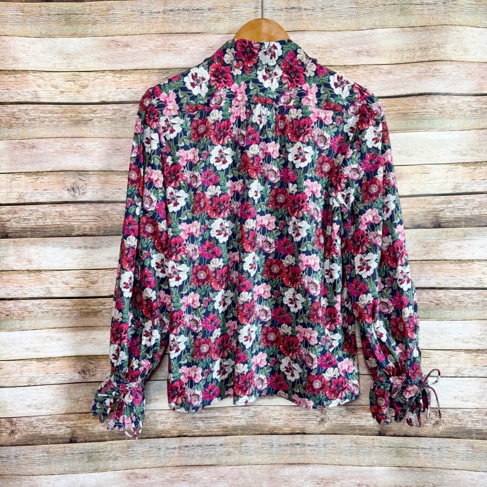 J. Crew Women's Scalloped Sleeve Top in Liberty Poppy Amelie Floral Blouse Sz S - Picture 7 of 10
